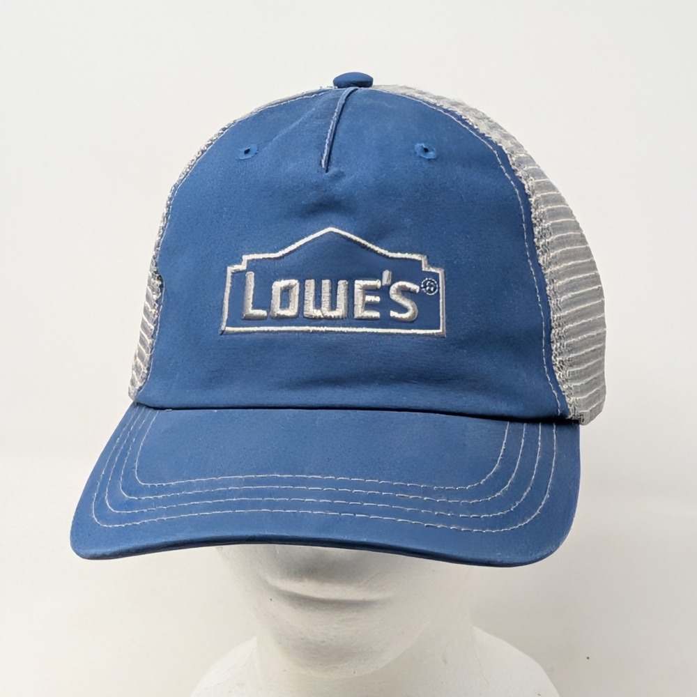 Lowes Home Improvement Trucker Hat Blue Grey Mesh Back Adjustable Baseball Cap